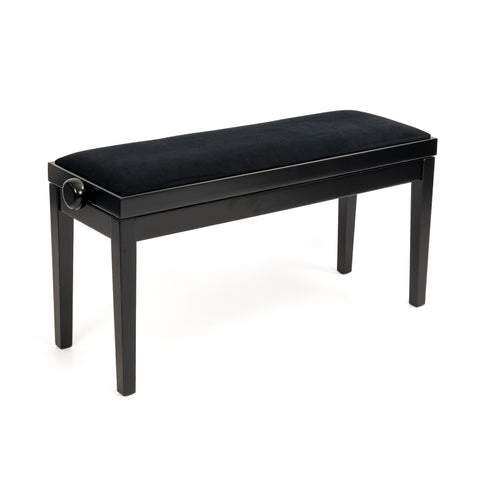 BG270-BS-BK - Hidrau BG270 'Geneva' adjustable duet piano stool Black satin, black velvet