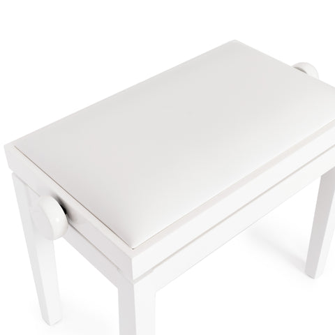 BG27-WHG-WH - Hidrau BG27 'Toledo' adjustable piano stool White gloss, white simulated leather