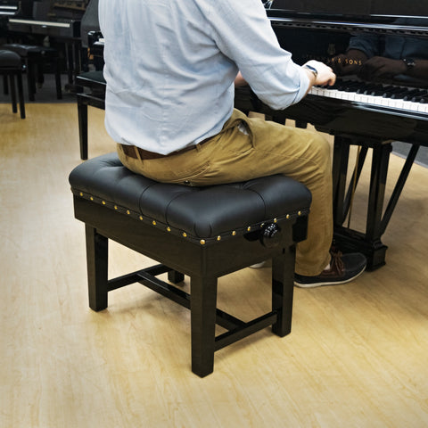 BC46-BG-BKL - Hidrau BC46 'London' adjustable concert piano stool Black gloss, black leather