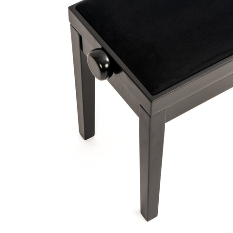 BG270-BS-BK - Hidrau BG270 'Geneva' adjustable duet piano stool Black satin, black velvet