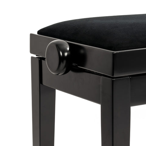 BG270-BS-BK - Hidrau BG270 'Geneva' adjustable duet piano stool Black satin, black velvet